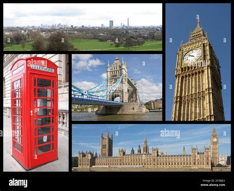 Collage de monuments de londres Banque de photographies et d’images à ...