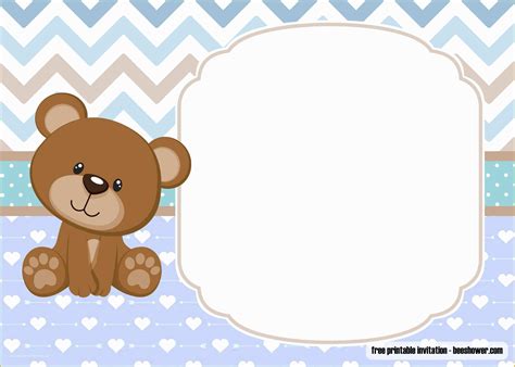 Teddy Bear Baby Shower Invitations Templates Free Of Boy Teddy Bear ...