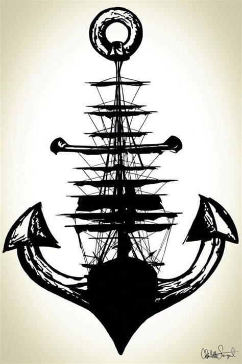 Sailing Ship Anchor Poster Print // Nautical Wall Art // #UltraCoolTattoos | Nautical tattoo ...