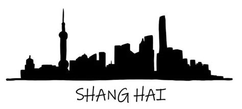 Shanghai Skyline Drawing stock vectors - iStock