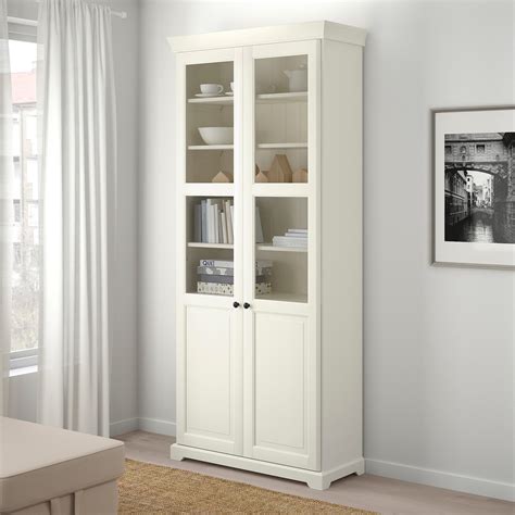 LIATORP Bookcase with glass doors, white, 37 3/4x84 1/4" - IKEA