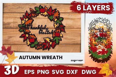 Autumn Wreath Layered Svg Bundle By SvgOcean | TheHungryJPEG