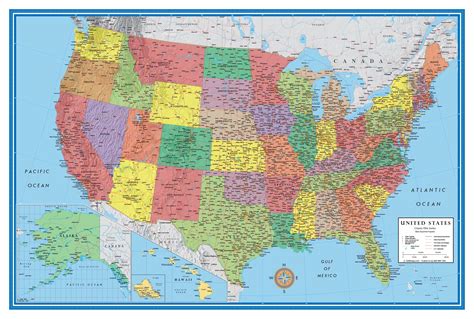 24x36 United States, USA Classic Elite Wall Map Laminated - Walmart.com