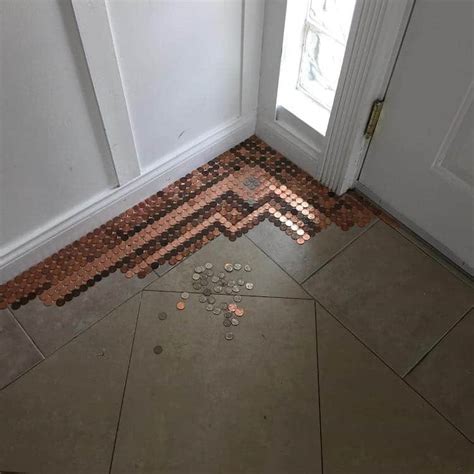 Jeweler Creates Her Own DIY Penny Floor Using 7,500 Pennies