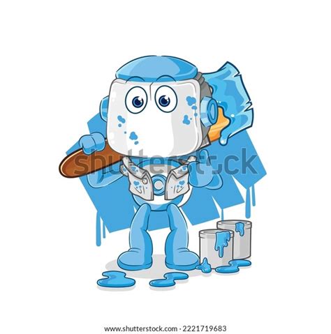 Humanoid Robot Painter Illustration Character Vector Stock Vector ...