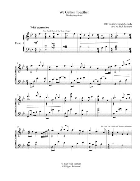 We Gather Together (arr. Rick Barham) Sheet Music | 16th century Dutch ...