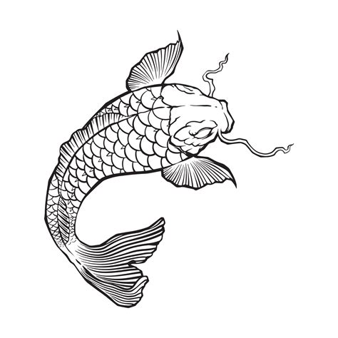 Black tattoo fish, goldfish,koi fish on white background 22710370 Vector Art at Vecteezy