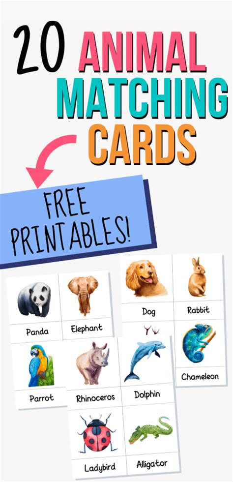 Free Printable Bilingual Animal Matching Cards & Memory Game