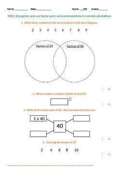 Multiplication and Division: Factor Pairs and Commutativity by Mr Long's Math