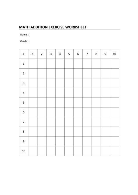 Blank Math Worksheet Template