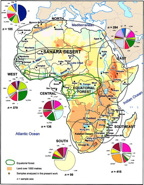 Mapa de Genoma mitocondrial en Àfrica - mapa.owje.com