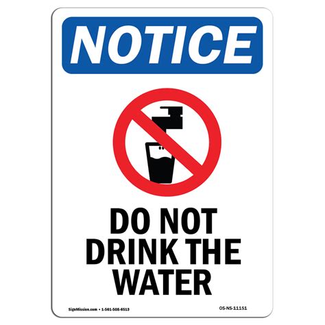 OSHA Notice - Do Not Drink The Water Sign With Symbol | Heavy Duty - Walmart.com - Walmart.com