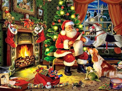 HD wallpaper: Santa Claus painting, Christmas, representation, religion, human representation ...