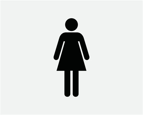 Woman Stick Figure Icon. Female Girl Lady Human Person Toilet Bathroom ...