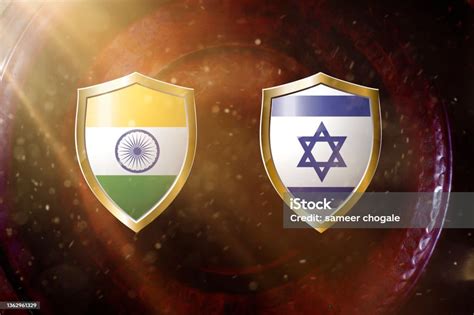 India And Israel Flag In Golden Shield On Copper Texture Background3d Illustration Stock Photo ...