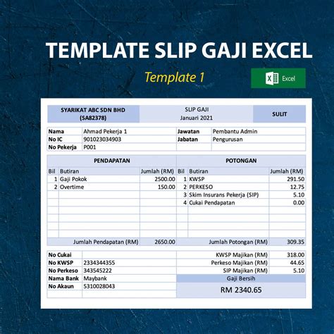 Template Slip Gaji Excel Dengan Data Pekerja | Shopee Malaysia