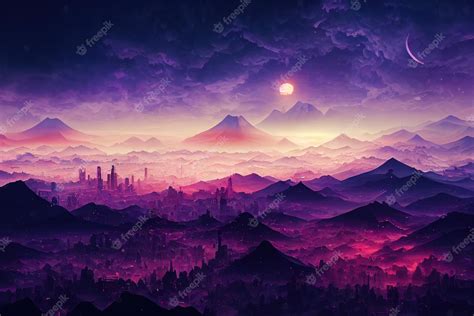 Premium Photo | Fantasy japanese night landscape concept art digital ...