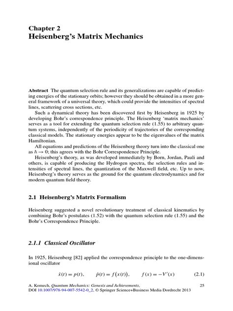 Heisenberg's Matrix Mechanics (Springer) | Quantum Mechanics | Eigenvalues And Eigenvectors