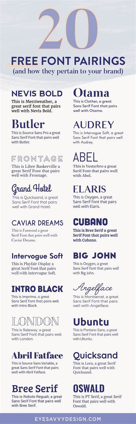 20 Free Font Pairings (and how they pertain to your brand) — . | Font pairing, Graphic design ...