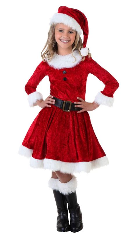 COSKING Girls Father Christmas Costume Kids Santa Claus Cosplay Outfit Performance Wear Tag ...