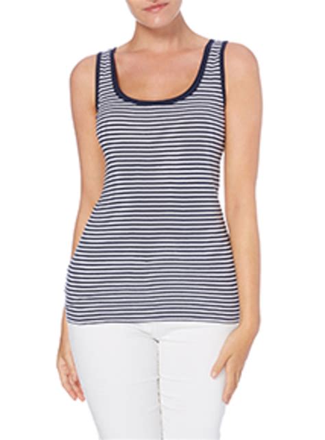 Womens Navy Ribbed Stripe Vest | Tu clothing Striped Top, Tu Clothing, Navy Women, Basic Tank ...