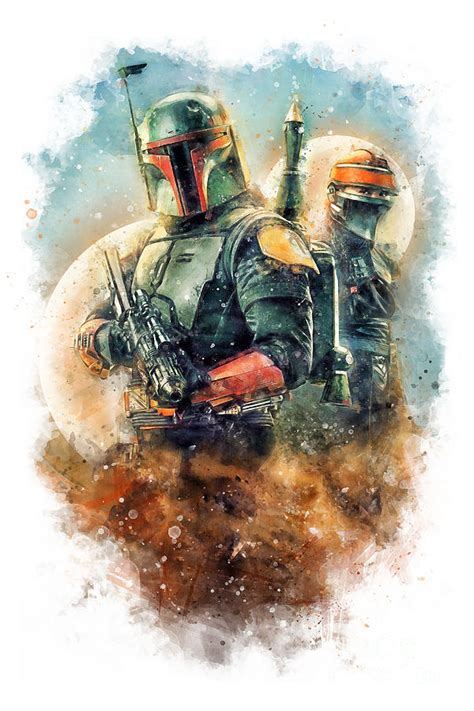 Watercolor portrait of Boba Fett and Fennec Shand Painting by PopArts ...