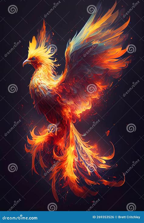 Fire Phoenix bird stock photo. Image of portrait, fire - 269353526