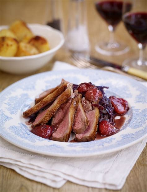 Pan Roasted Duck with a Strawberry Red Wine Sauce & Braised Red… | Roast duck, Braised cabbage ...