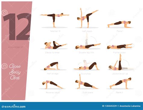 12 Yoga Poses To Lose Belly Fat Stock Vector - Illustration of ...