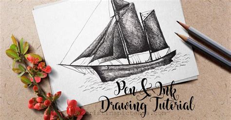 Pen and INK drawing Tutorial - How to draw a sailing ship