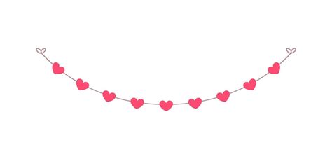 Valentine's Day pastel red hearts banner bunting vector illustration ...