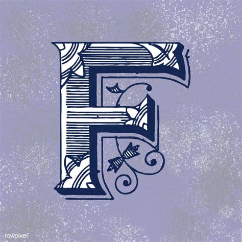 Free: Capital letter F vintage typography style | Free stock vector - 474752 - nohat.cc