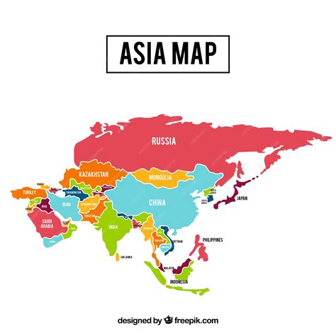 Map Of Asia Continent With Different Colors Free Vector Free Vector ...