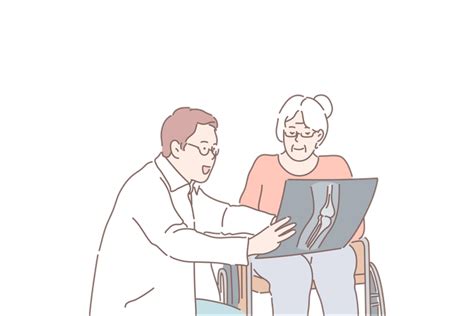 Best Doctor is viewing x-ray report Illustration download in PNG & Vector format