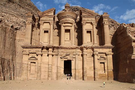 Façade of Ad Deir and inside view, Petra. Art Destination Jordan