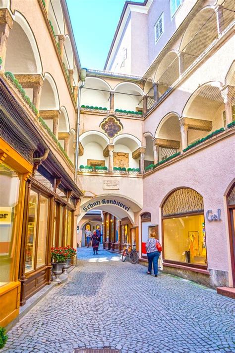 The Medieval Arched Passage in Old Town of Salzburg, Austria Editorial ...