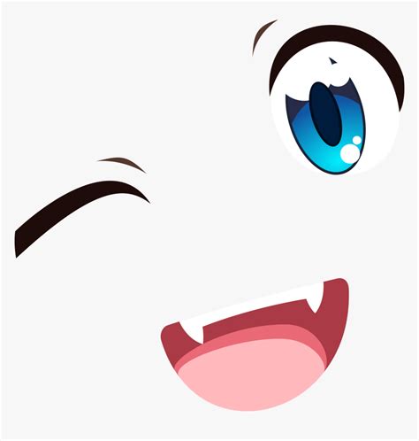 Blue Eyes Wink Smile - Anime Eyes And Mouth Png, Transparent Png is ...