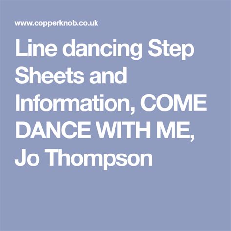 Line dancing Step Sheets and Information, COME DANCE WITH ME, Jo ...