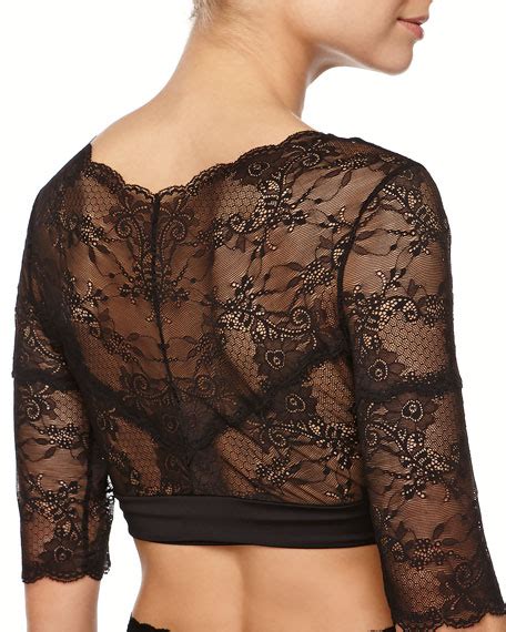 Cosabella Vintage Floral-Lace Bolero Top, Black