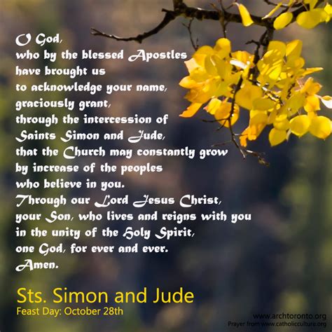 Prayer on the feast day of Sts. Simon & Jude Saint Quotes Catholic ...