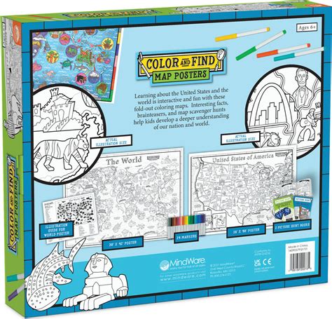 Color & Find USA & World Map Posters - Cheeky Monkey Toys