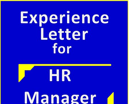 Experience Letter sample for Human Resources Manager - HR Manager Job experience Certificate