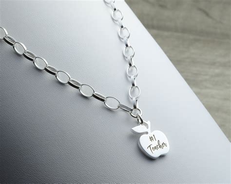 Personalized Apple Necklace Sterling Silver Apple Charm - Etsy
