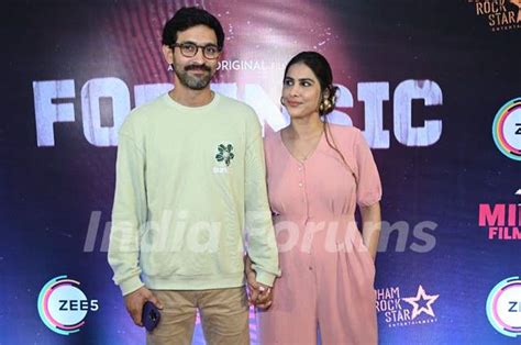 Vikrant Massey poses with wife Sheetal Thakur at the premiere of film ...