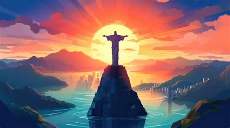 Premium AI Image | Christ the Redeemer Poster in the Morning with ...