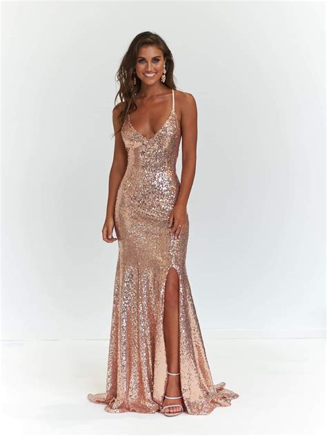 Pin by Jaden Lackey on Dresses | Rose gold prom dress, Gold prom dresses, Gold formal dress