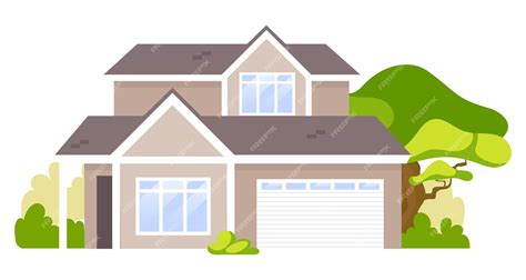 Premium Vector | Suburban house cartoon illustration