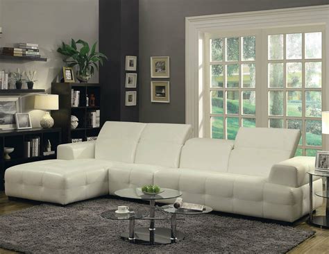 AMARA Contemporary Sectional Living Room Furniture White Faux Leather Sofa Set - Sofas ...