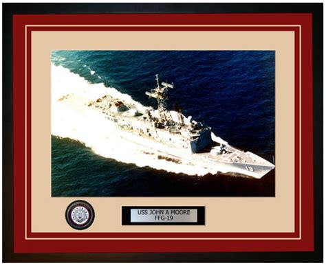 USS JOHN A MOORE FFG-19 Framed Navy Ship Display Burgundy – Navy Emporium