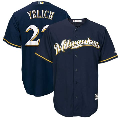 Christian Yelich Milwaukee Brewers Majestic Alternate Official Cool Base Player Jersey - Navy ...